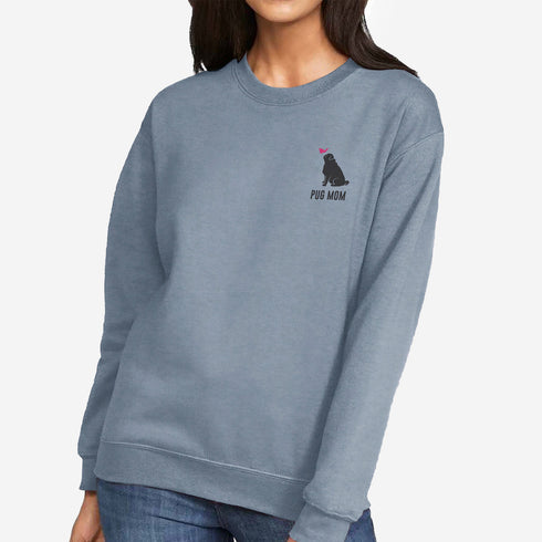 Pug Sweatshirt for Women - Pug Mom Crew Sweatshirt